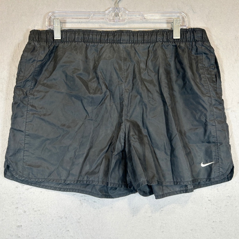 Vintage Nike Mens Shorts Large Black Athletic Running Mini Swoosh Logo